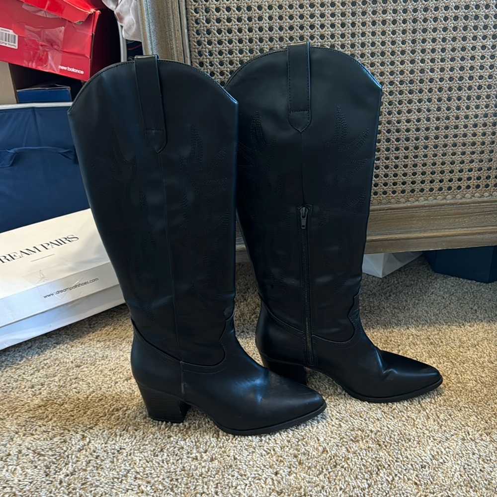 Dream Paris Women’s Black Knee High Cowboy boots Size 7
